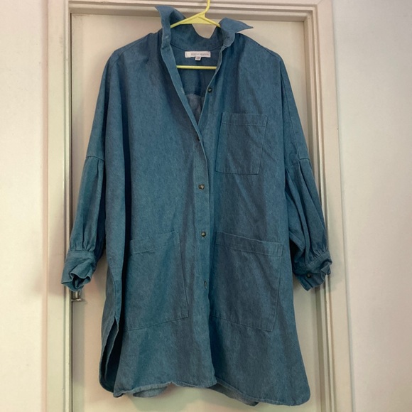 Athena Newton Denim Smock Top - Picture 1 of 17